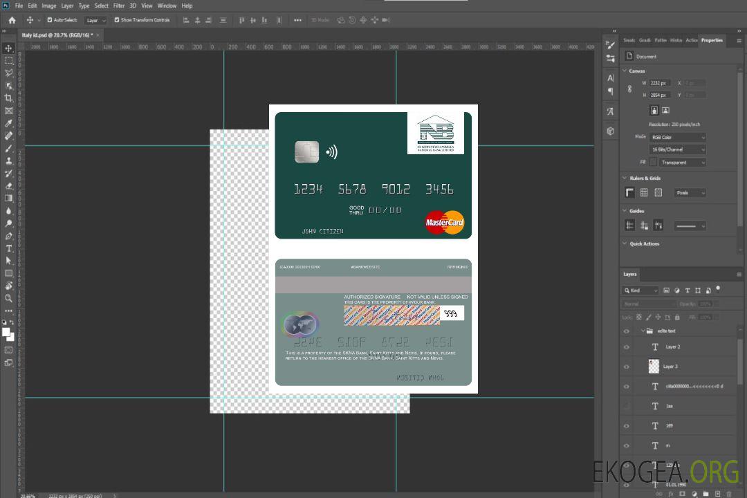 Saint-Kitts-et-Nevis SKNA Bank mastercard template